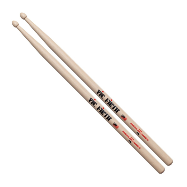 Vic Firth American Classic 2B Hickory Drumsticks, Wood Tip VF-2B